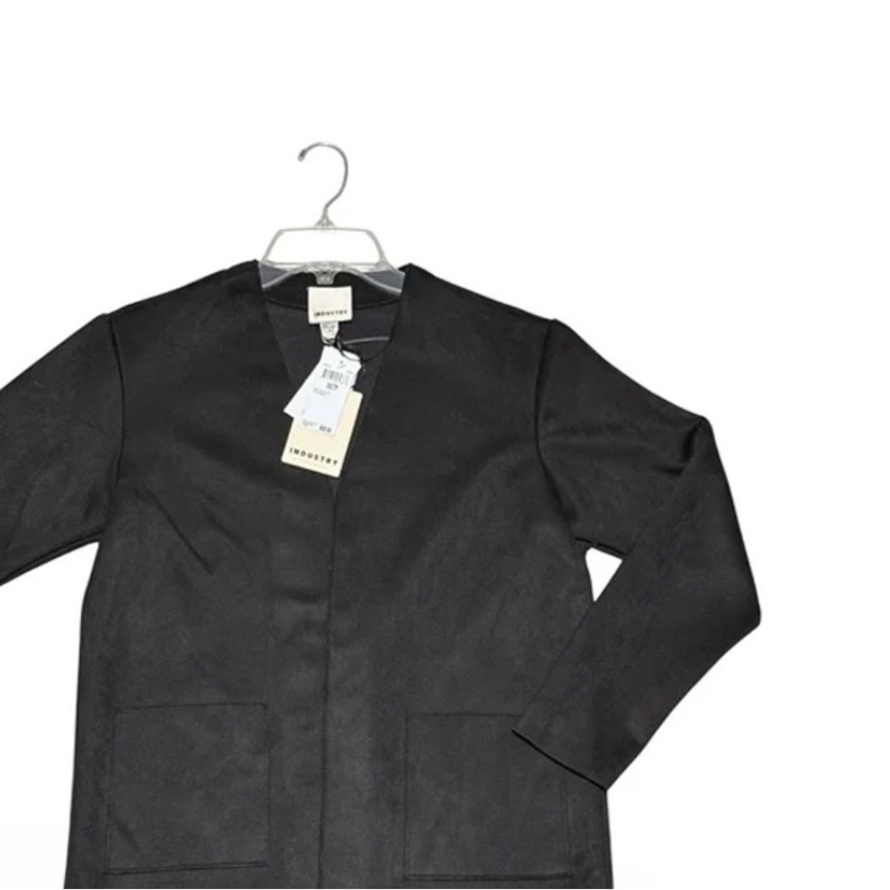 Black Blazer Industry Womens Black Faux Leather Open Front nwt - Picture 7 of 16